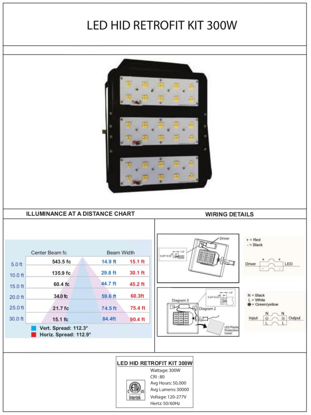 Damar- Retrofit LED HID Kit Light Bullb 300W 30,000 Lumens 4000K Cool White 120-277V Pack of 2- Replacement HPS Mercury Vapor CFL Metal Halide Lamp for Yard Warehouse Garage Work Shop Bay Light