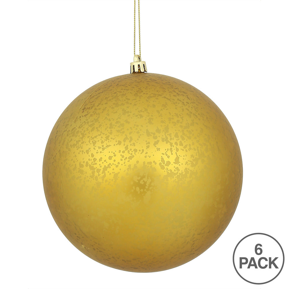 Vickerman 4" Gold Matte Mercury Ball Ornament 6 per Bag.