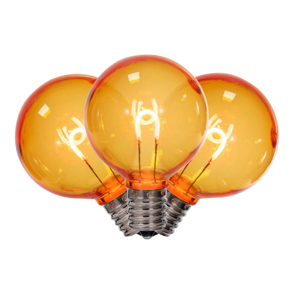 Vickerman G50 Transparent U-Shaped Filament Amber Bulb, E17 Base, .6 Watts, 25 Pcs Assorted/Bag. Colors included are Blue, Red, Green, Purple and Amber.