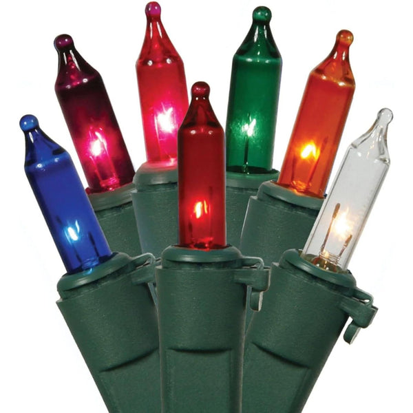 Vickerman Multicolored Dura-Lit LED Christmas Light Replacement set.100 Mini Lights Green Wire.