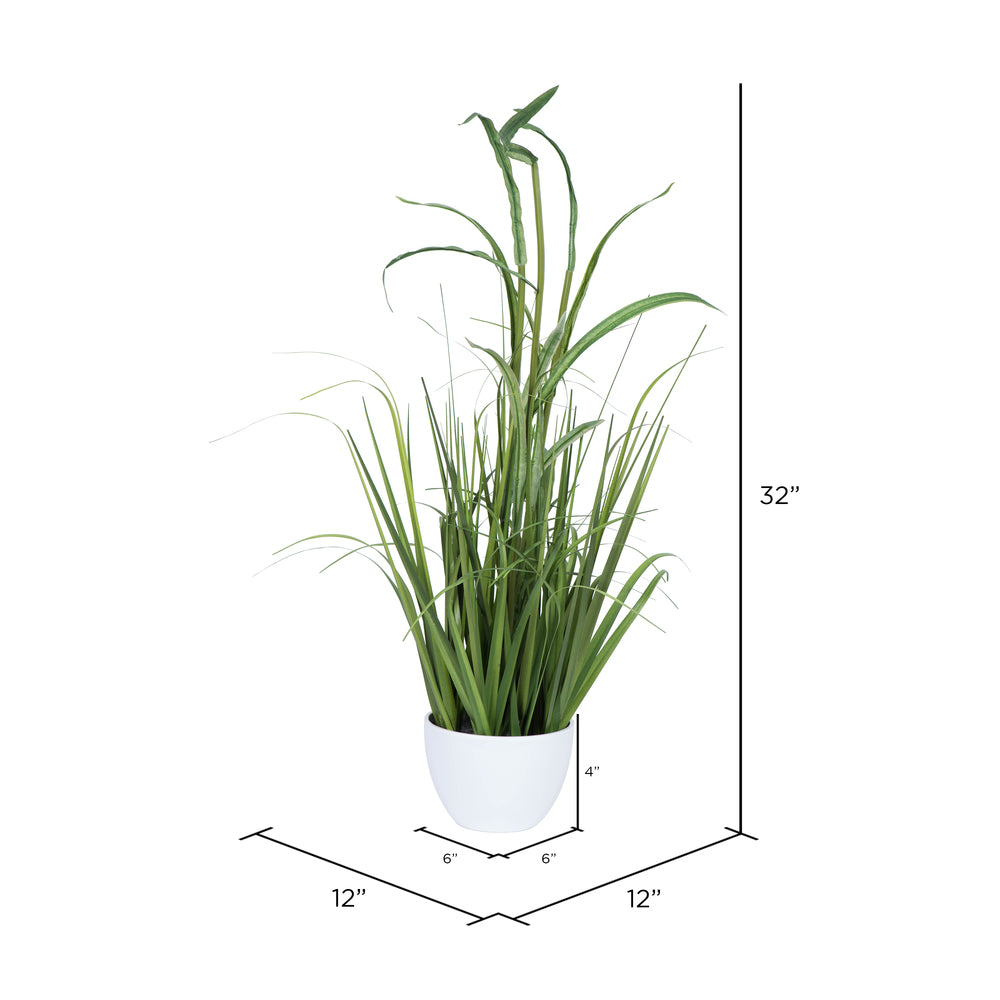Vickerman 32" Artificial Green Potted Bamboo and Grass.