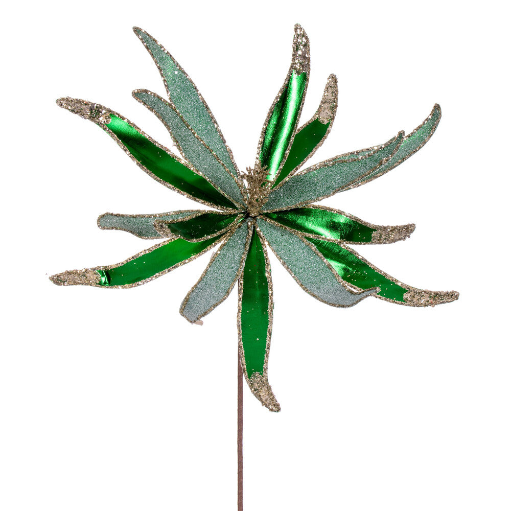 Vickerman 24" Emerald Metallic and Frosted Glitter Papyrus 2 per bag.