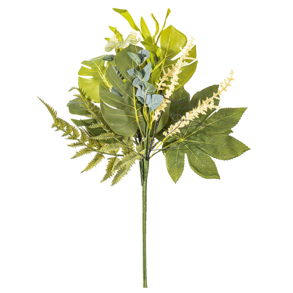 Vickerman 26" Artificial Green Mixed Jungle Foliage Spray. Combination of leaves.