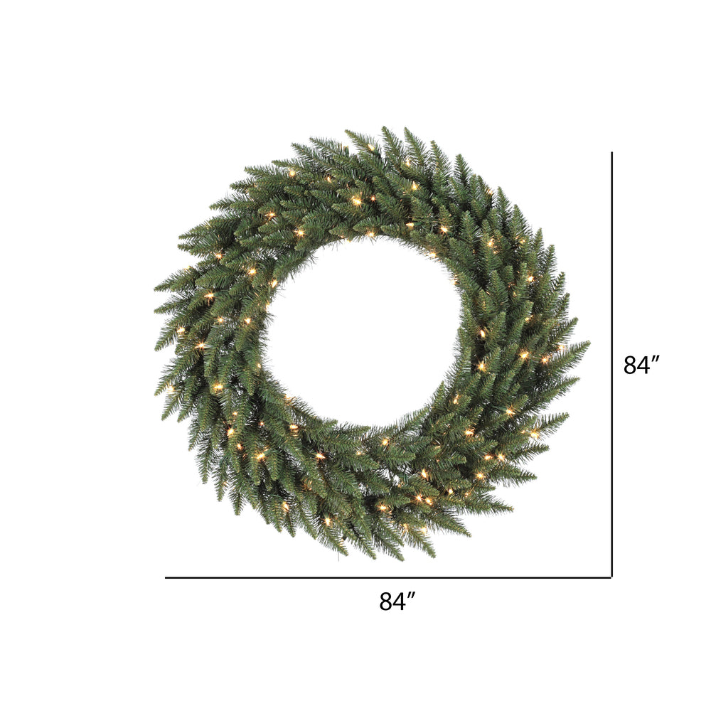 Vickerman 84" Camdon Fir Artificial Christmas Wreath Clear Dura-lit Incandescent Mini Lights
