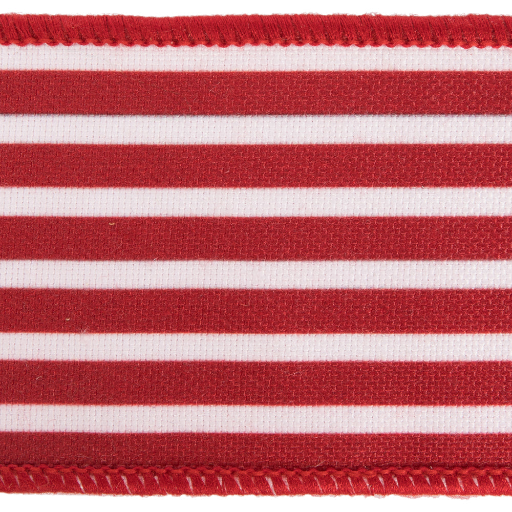 Vickerman 2.5" x 10 Yards Red Horizontal Red Stripe Print on Bovet Lining Ribbon.