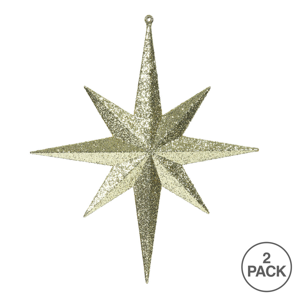 Vickerman 12" Gold Iridescent Glitter Bethlehem Star Christmas Ornament 2 per Box