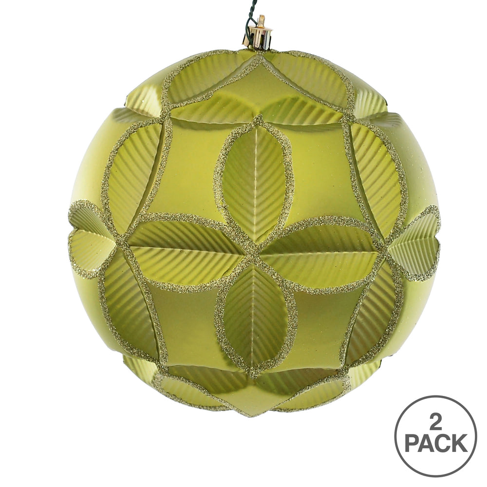 Vickerman 6" Lime Matte Clover Ball Ornament 2 per Bag