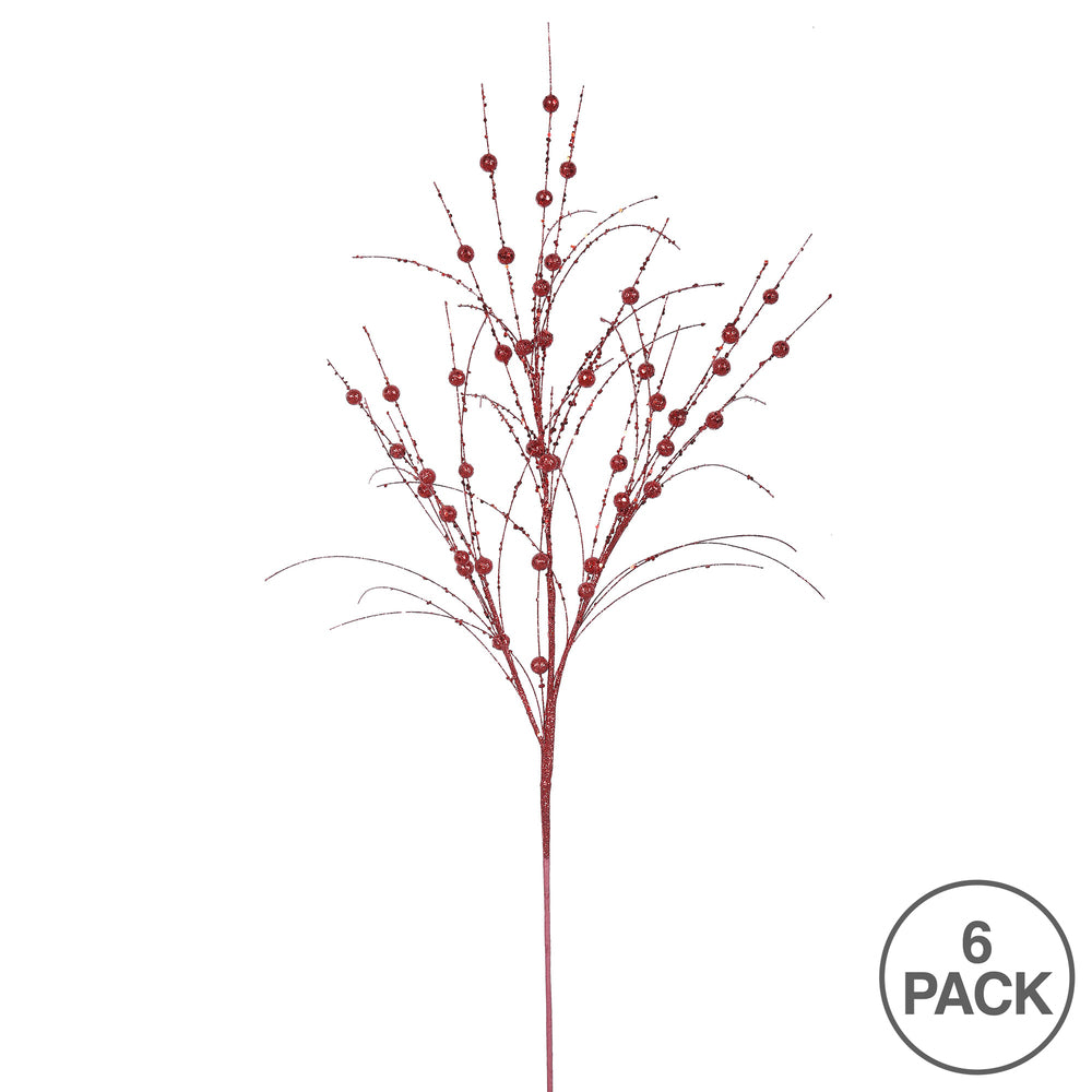 Vickerman 35" Red Glitter Berry Artificial Christmas Spray. Includes 6 sprays per pack.