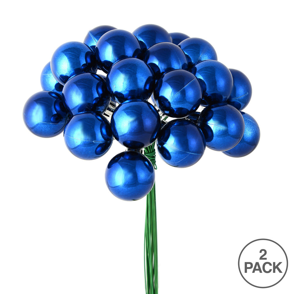 Vickerman 6" Midnight Blue Shiny Ornament Christmas Pick Pack of 2