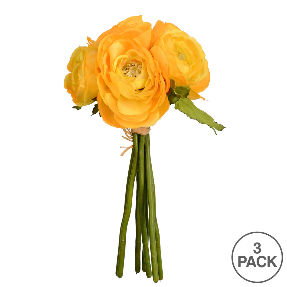 Vickerman 9" Artificial Mini Yellow Ranunculus Spray. Includes 3 sprays per pack.
