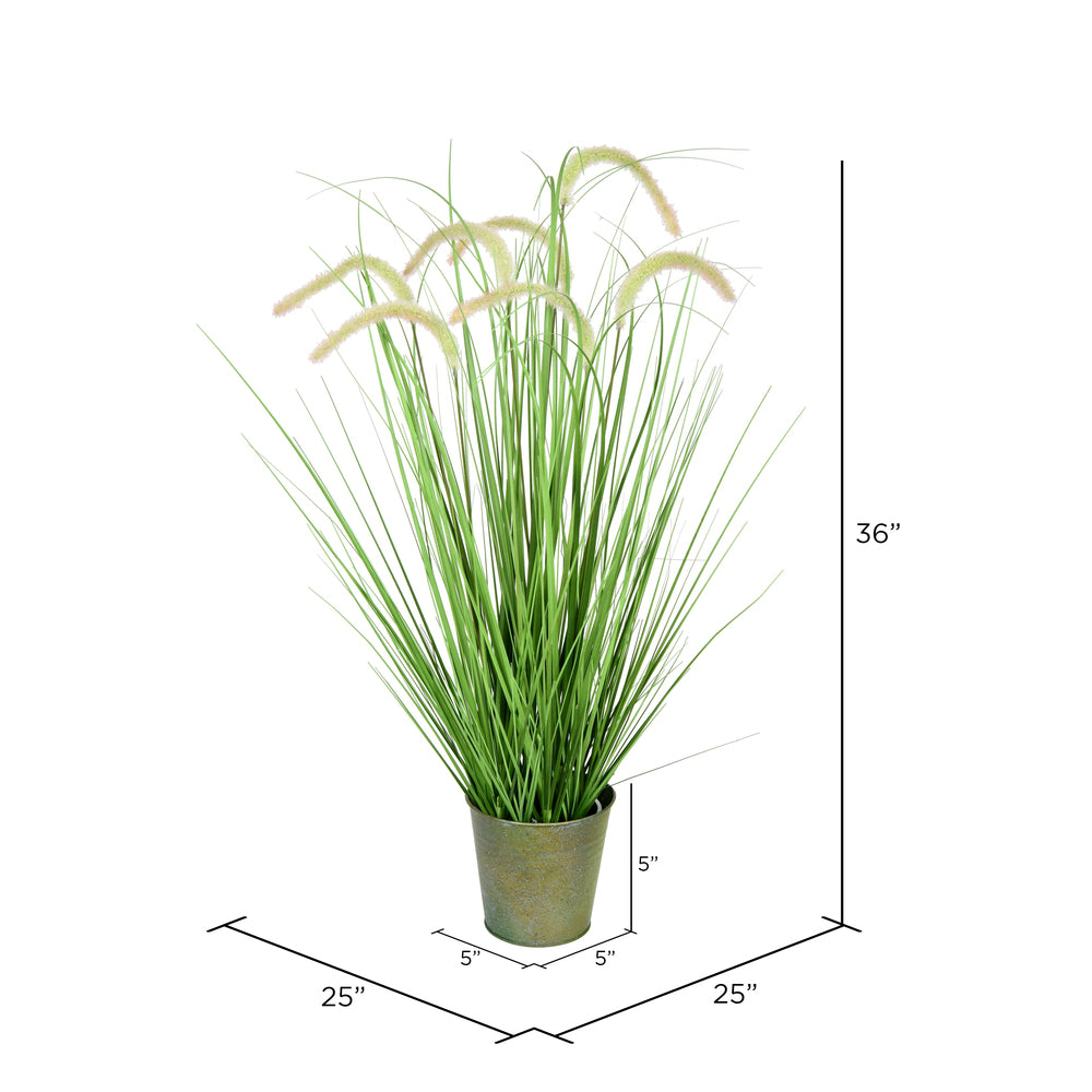 Vickerman 36" Artificial Potted Green Grass and Cattails.