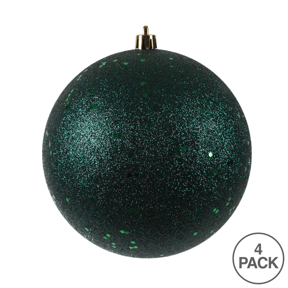 Vickerman 4.75" Midnight Green Sequin Ball Ornament 4 per Bag