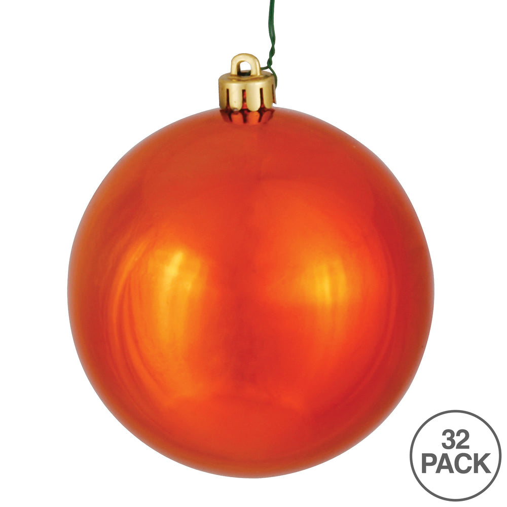 Vickerman 3" Burnished Orange Shiny Ball Ornament 32 per Box