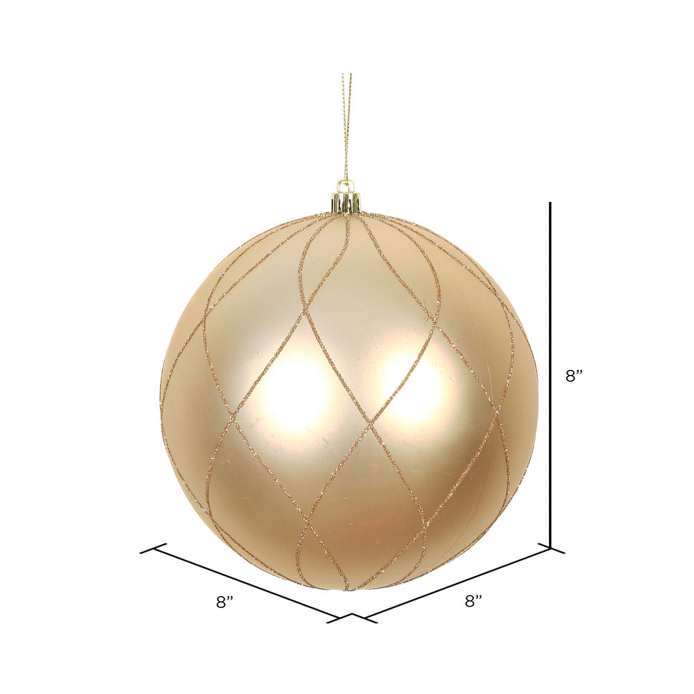 Vickerman 8" Café Latte Matte and Glitter Swirl Ball Ornament