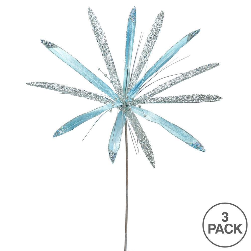 Vickerman 24" Sea Blue Velvet Papyrus Artificial Christmas Pick 3 per Bag