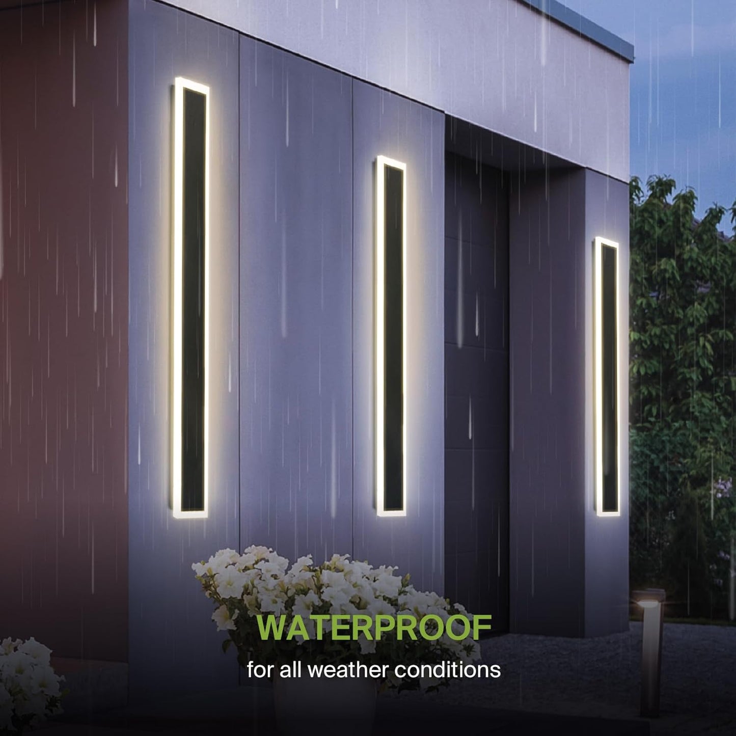 ASD Lighting LED Outdoor Wall Sconce 48" 36W CCT Selectable Dimmable 3000/4000/5000K Black ETL