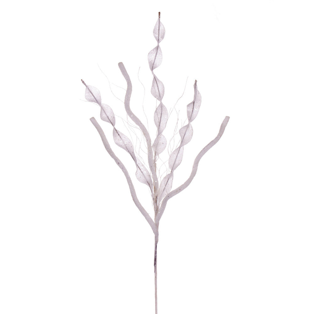 Vickerman 34" White Multi Spiral Glitter Spray 4 per bag.