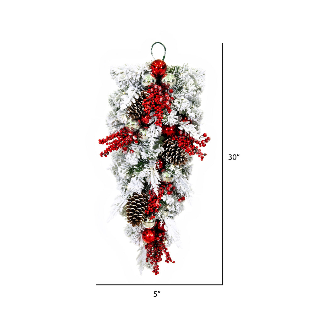Vickerman 30" Flocked Artificial Christmas Teardrop Unlit