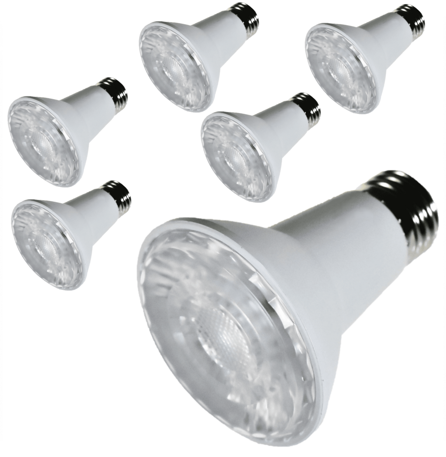 Damar PAR20 LED Long Neck Flood Light Bulb 5W 500 Lumen E26 Medium Base 4000K Cool White Ideal for Track & Recessed Spot Light Bulbs 120V 25° Beam Angle White Finish Pack of 6