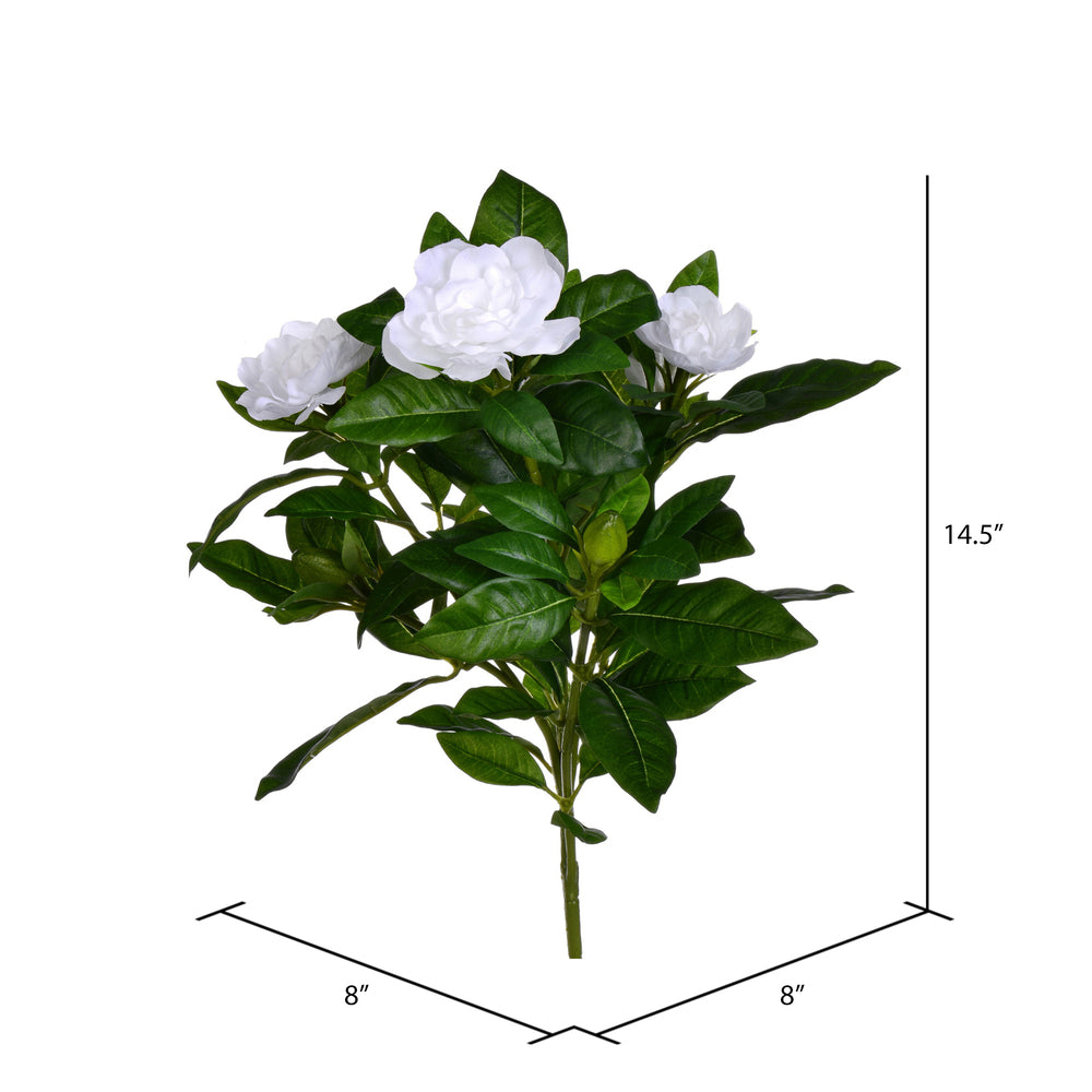 Vickerman 14.5" Artificial White Polyester Gardenia Flower Bush X 3