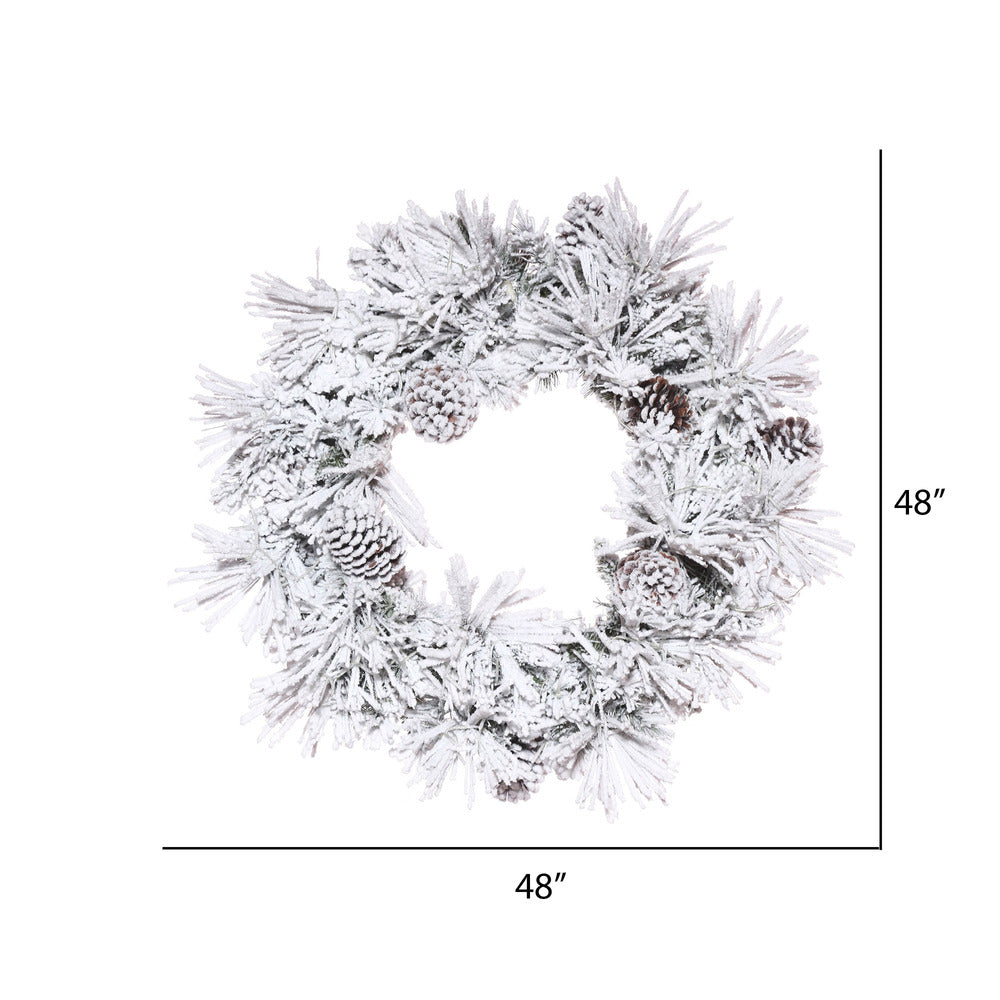 Vickerman 48" Flocked Atka Artificial Christmas Wreath Unlit
