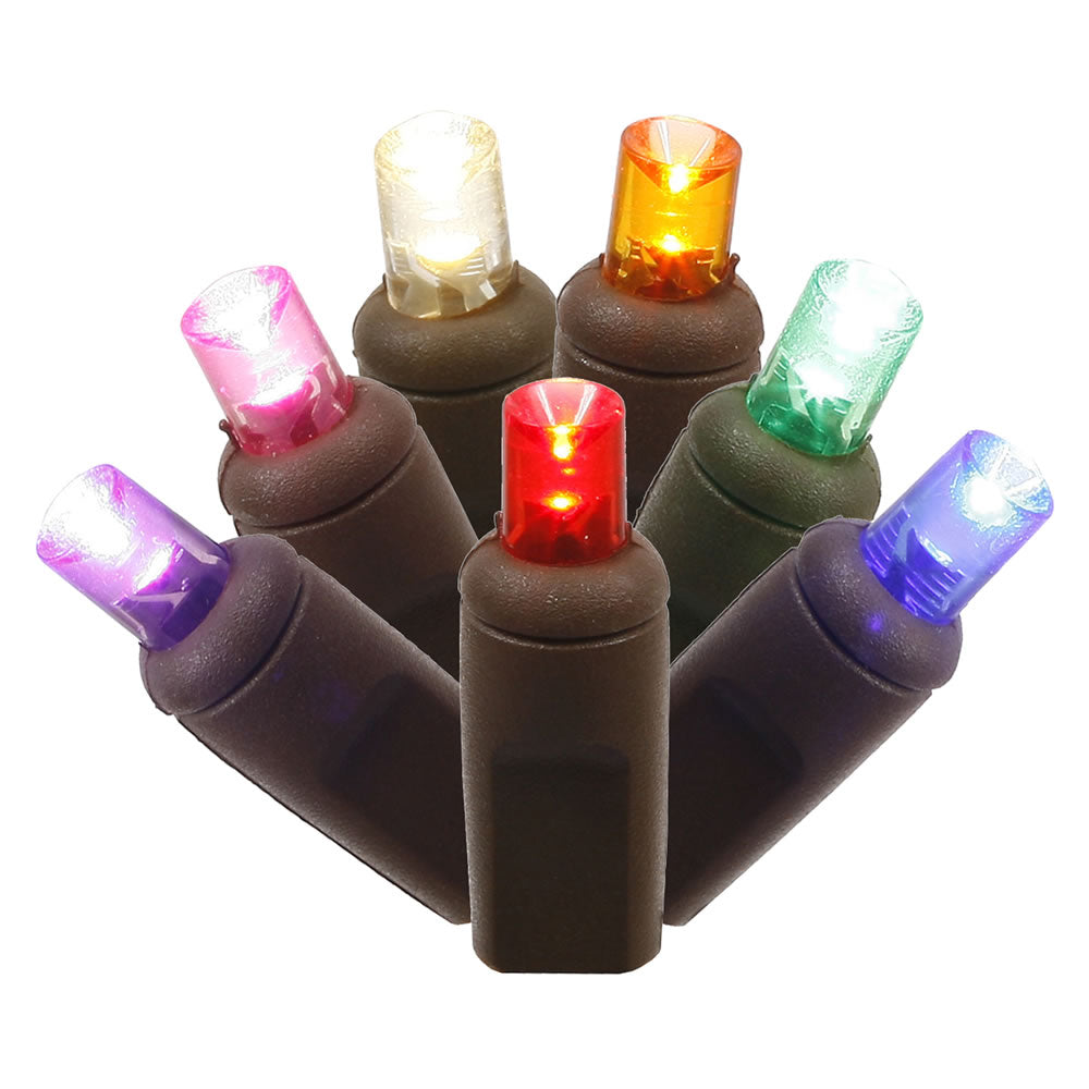 Vickerman 150 Multi-Colored Wide Angle LED Single Mold Christmas Net Light Set Brown Wire