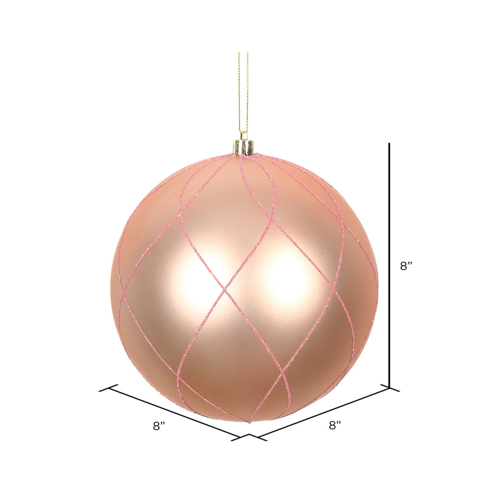 Vickerman 8" Rose Gold Matte and Glitter Swirl Ball Ornament