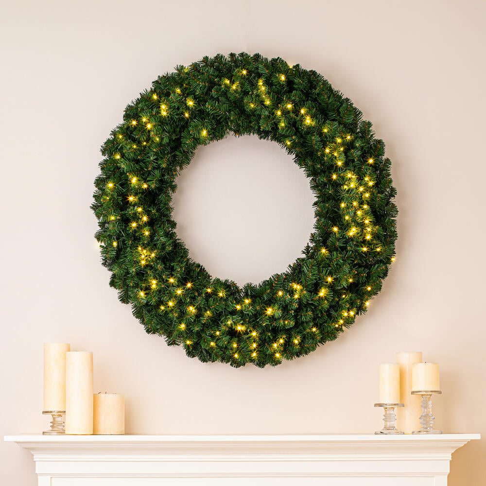 Vickerman 48" Grand Teton Artificial Christmas Wreath Warm White Wide Angle LED Lights