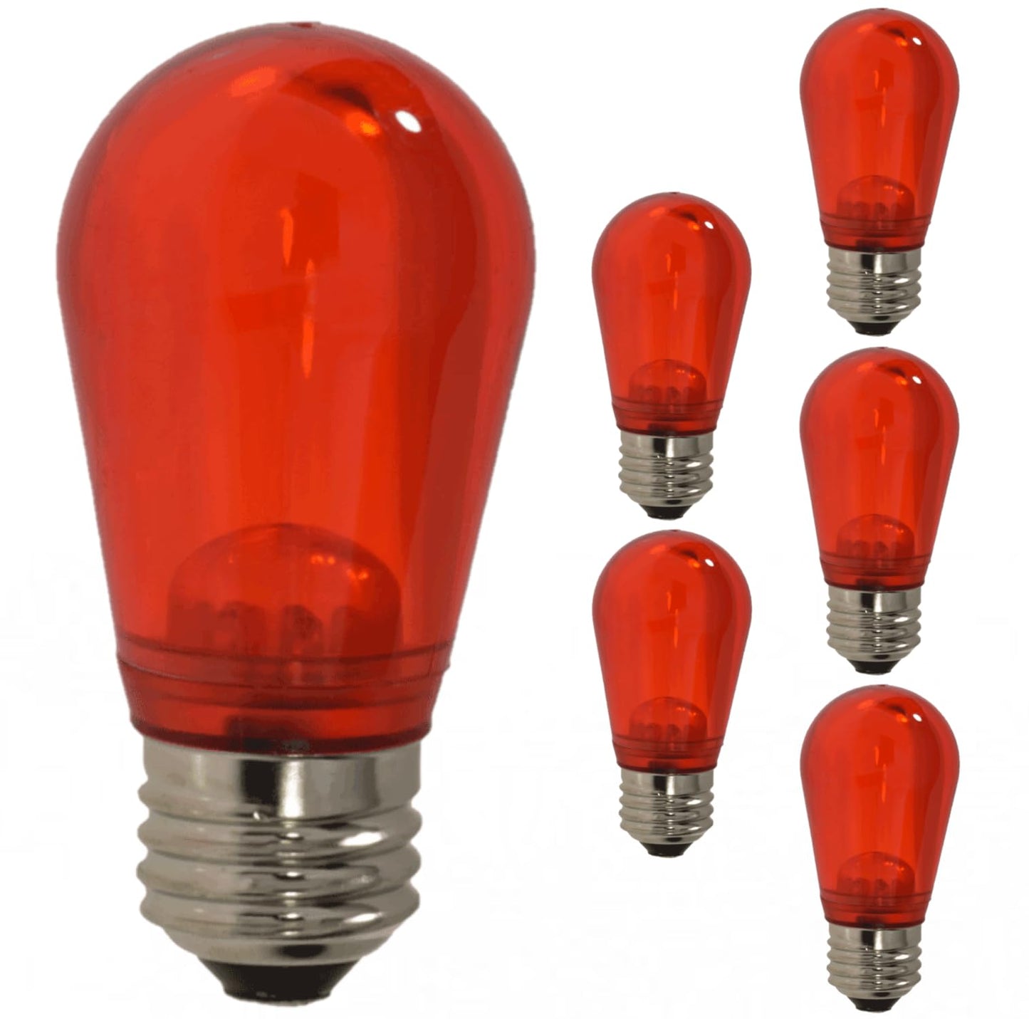 Damar- S14 Colored LED String Light Bulbs Transparent Red 0.55W-1.5W E26 Medium Base 100-130V Pack of 6- Shatterproof Waterproof Outdoor Indoor Replacement Bulb Home Decorations Christmas Halloween