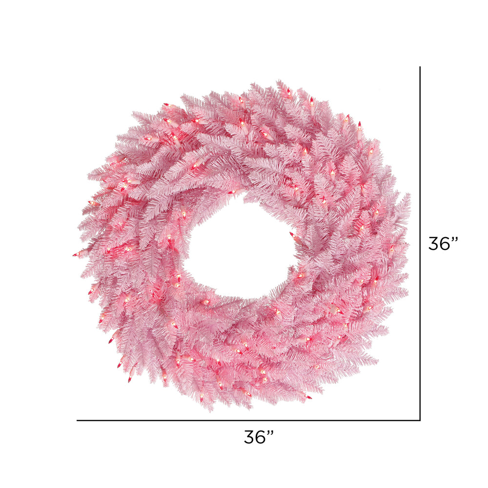 Vickerman 36" Light Pink Fir Artificial Christmas Wreath Pink Dura-Lit LED lights.