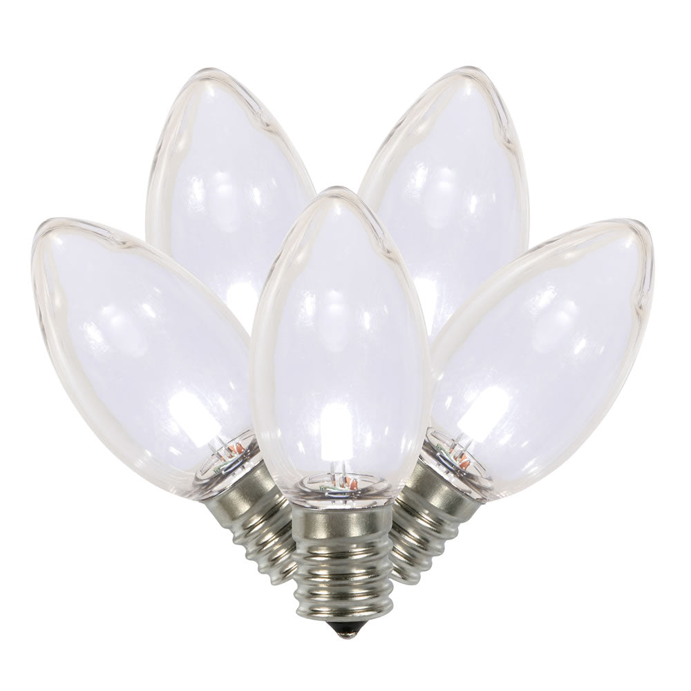 Vickerman C9 Transparent Plastic LED Pure White Dimmable Bulb E17 Nickel Base 25 per bag