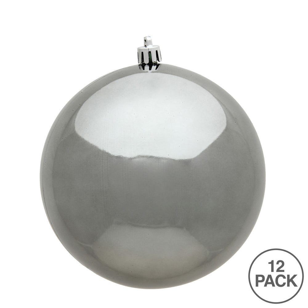 Vickerman 3" Pewter Shiny Ball Ornament 12 per Bag