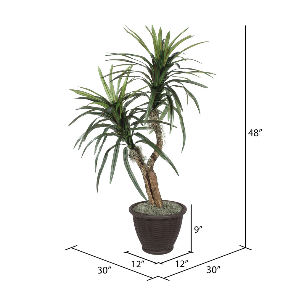 Vickerman 4' Artificial Marginata Bush Rattan Basket