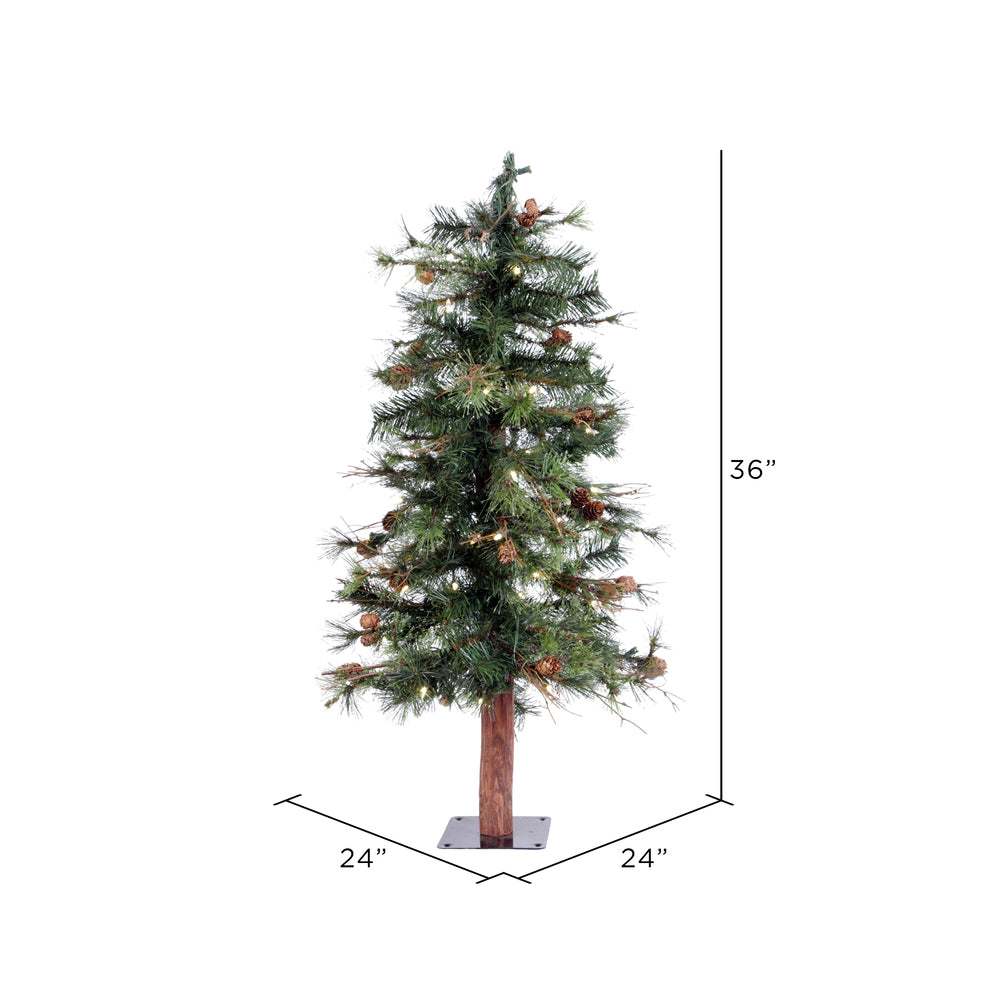 Vickerman 3' Mixed Country Alpine Artificial Christmas Tree Warm White Dura-Lit® LED Lights