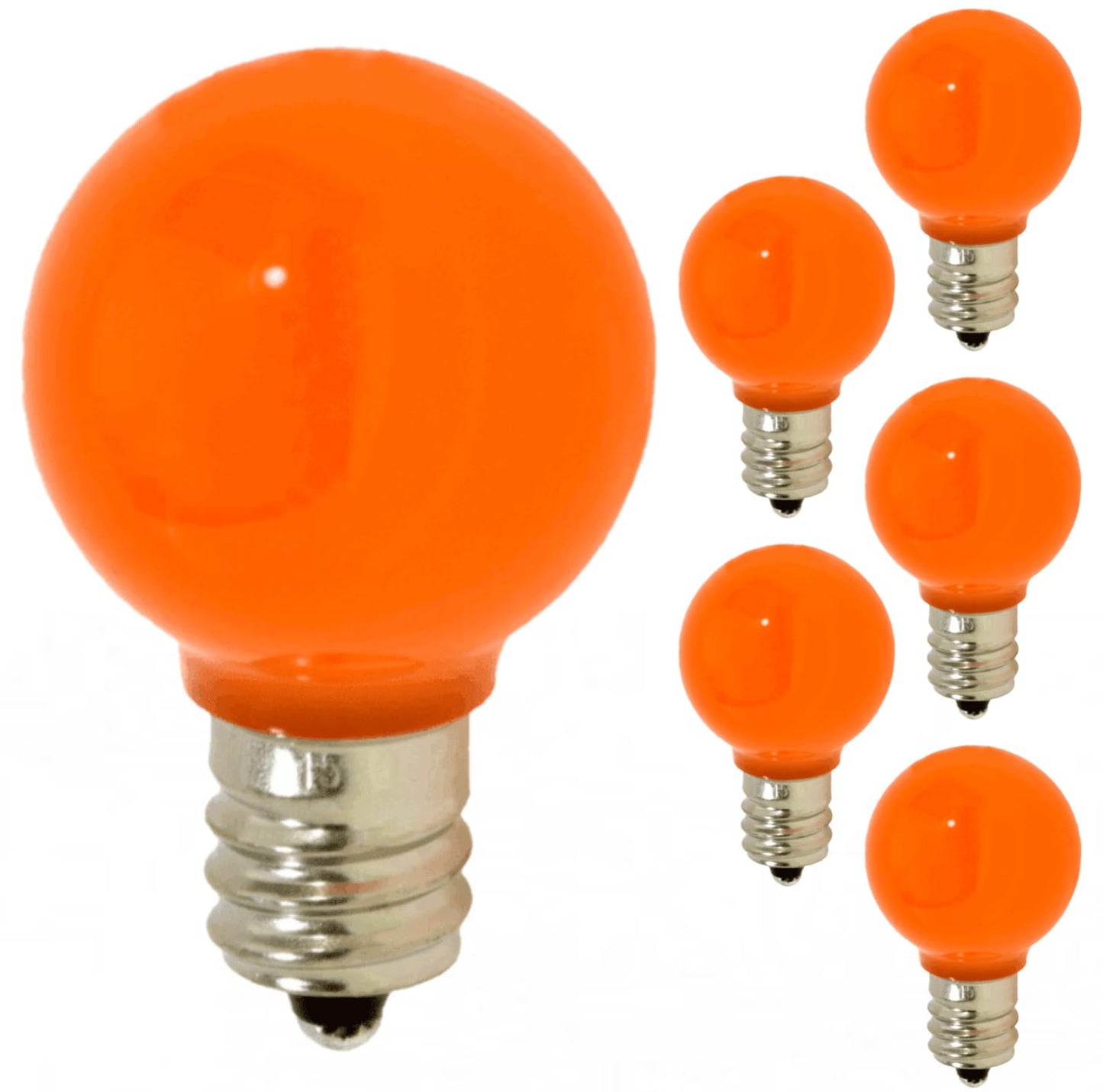 Damar- G9 LED Bulb Twinkle Solid Orange 0.6W-0.96W E12 Candelabra Base 100-130V Pack of 6- Small Globe Mood Colored Lighting for Party Christmas Home Decoration