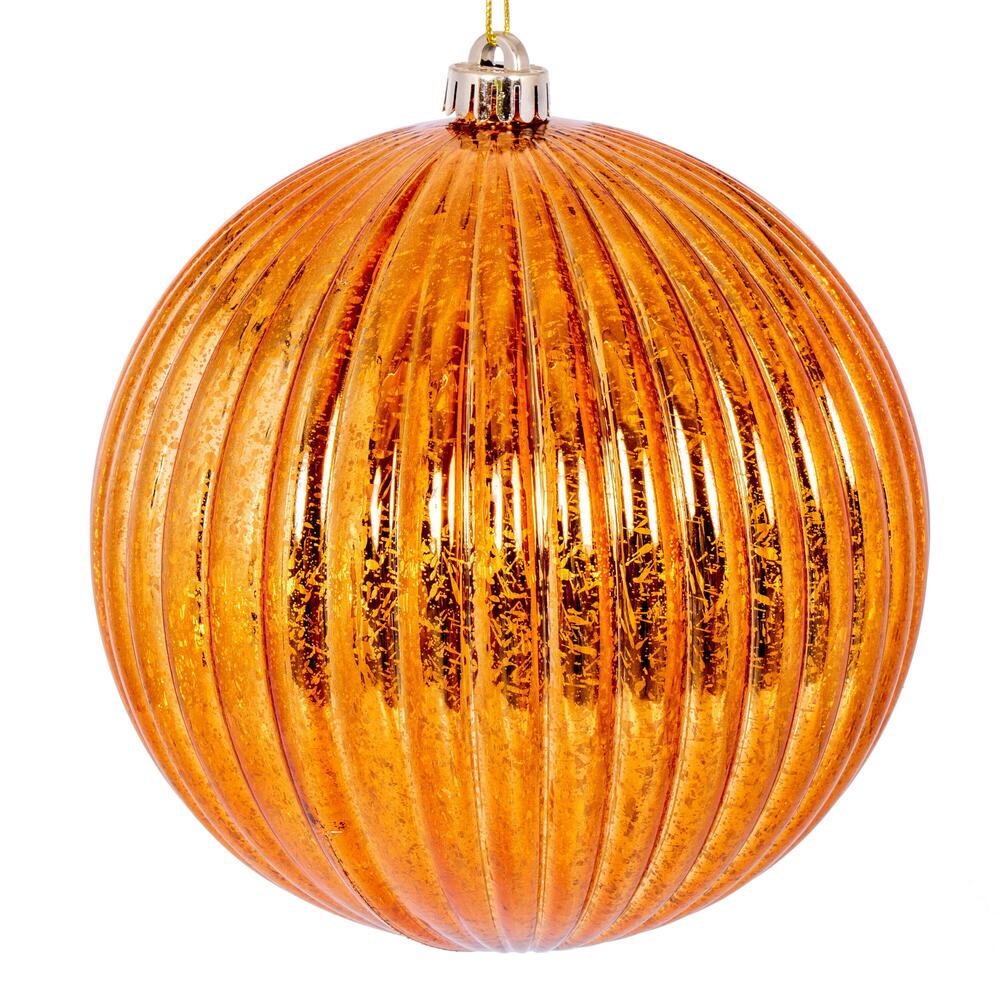Vickerman 4" Copper Shiny Lined Mercury Ball Ornament 6 per bag.