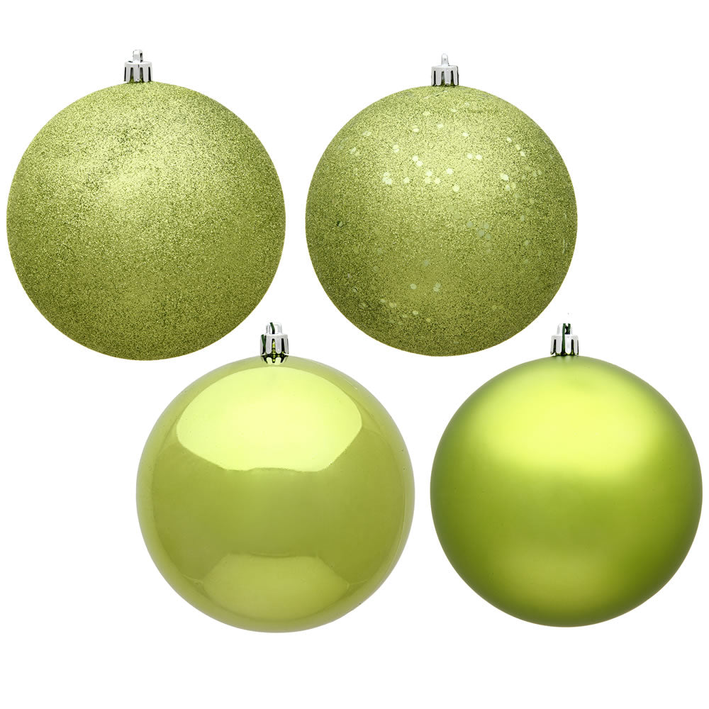 Vickerman 8" Lime 4-Finish Ball Ornament Assortment 4 per Bag