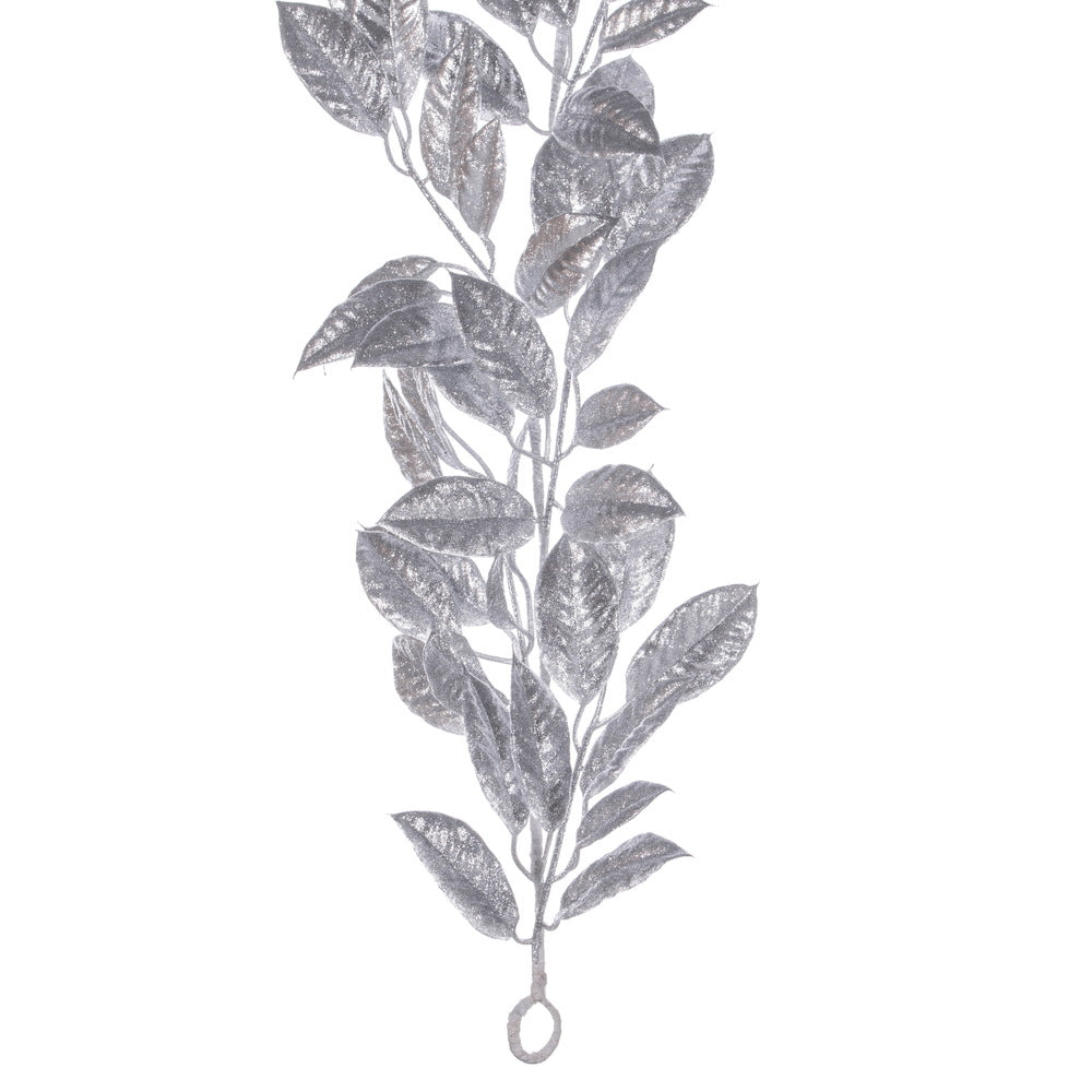 Vickerman 6' Silver Artificial Gardenia Glitter Garland.