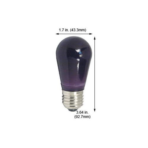 Damar- S14 Colored LED String Light Bulb Purple Finish 0.55W-1.5W E26 Medium Base 100-130V Pack of 6- Shatterproof Waterproof Outdoor Indoor Replacement Bulb Home Decorations Christmas Halloween