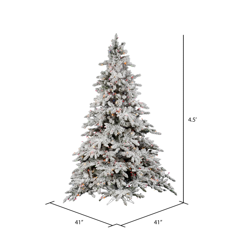 Vickerman 4.5' Flocked Utica Fir Artificial Christmas Tree Multi-Colored Lights