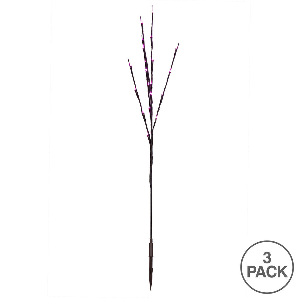 Vickerman 60 Pink LED Twig Light Set on Brown Wire Pack of 3.
