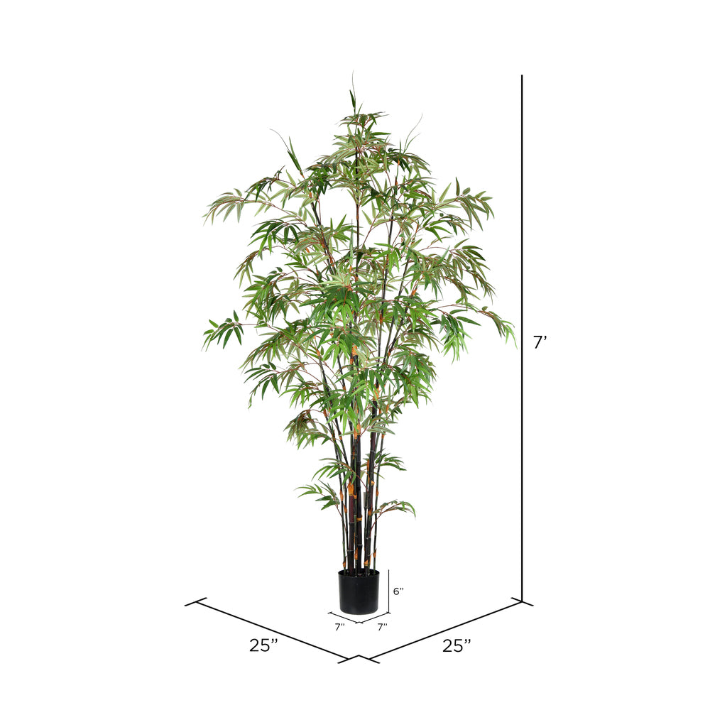 Vickerman 7' Artificial Potted Black Japanese Bamboo Tree.