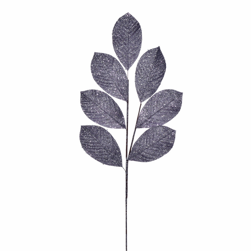 Vickerman 27" Artificial Pewter Glitter Leaf Christmas Spray 4 per bag