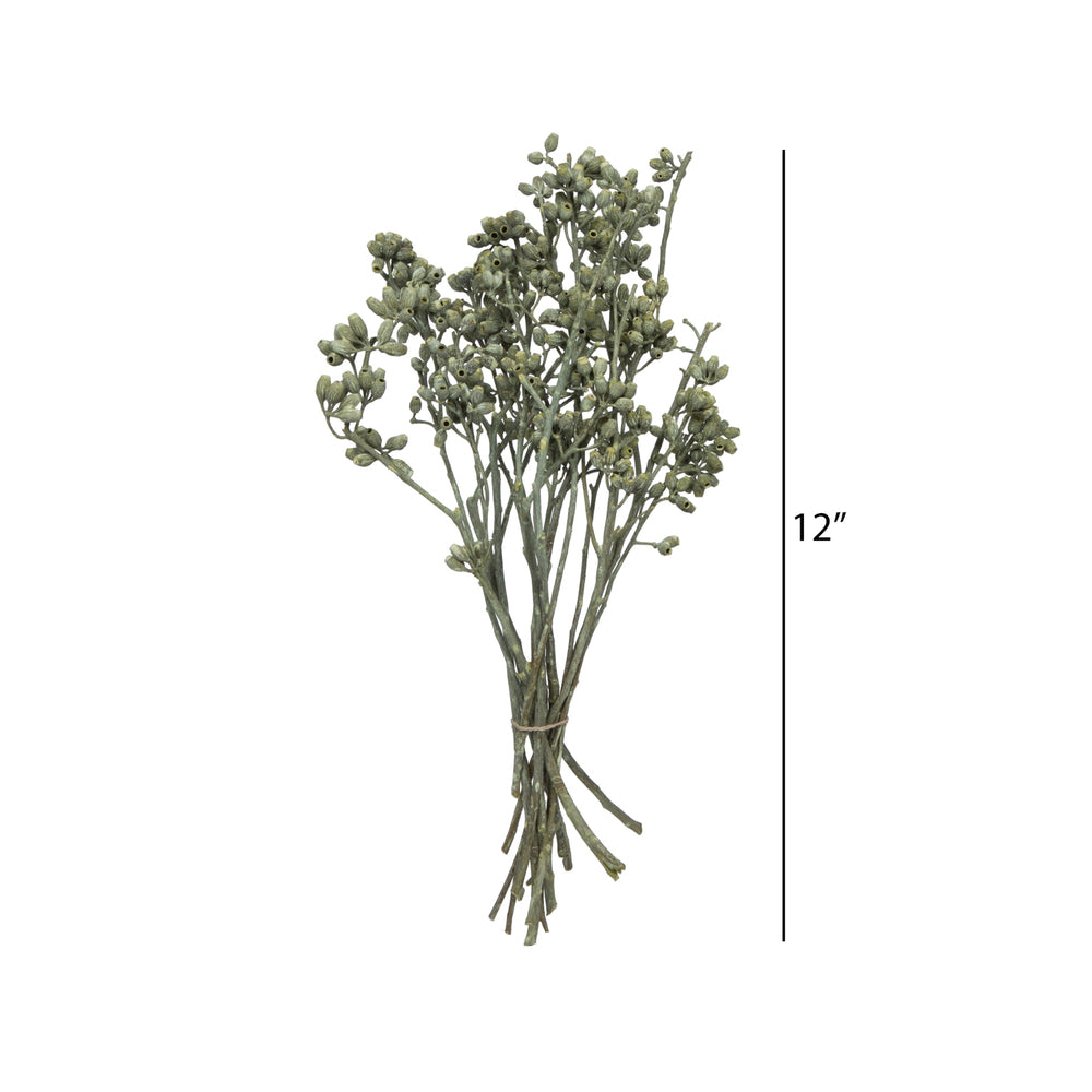 Vickerman Natural Botanicals 12" x 1-3" Eucalyptus Clusters on stem green frosted 16 stems per unit
