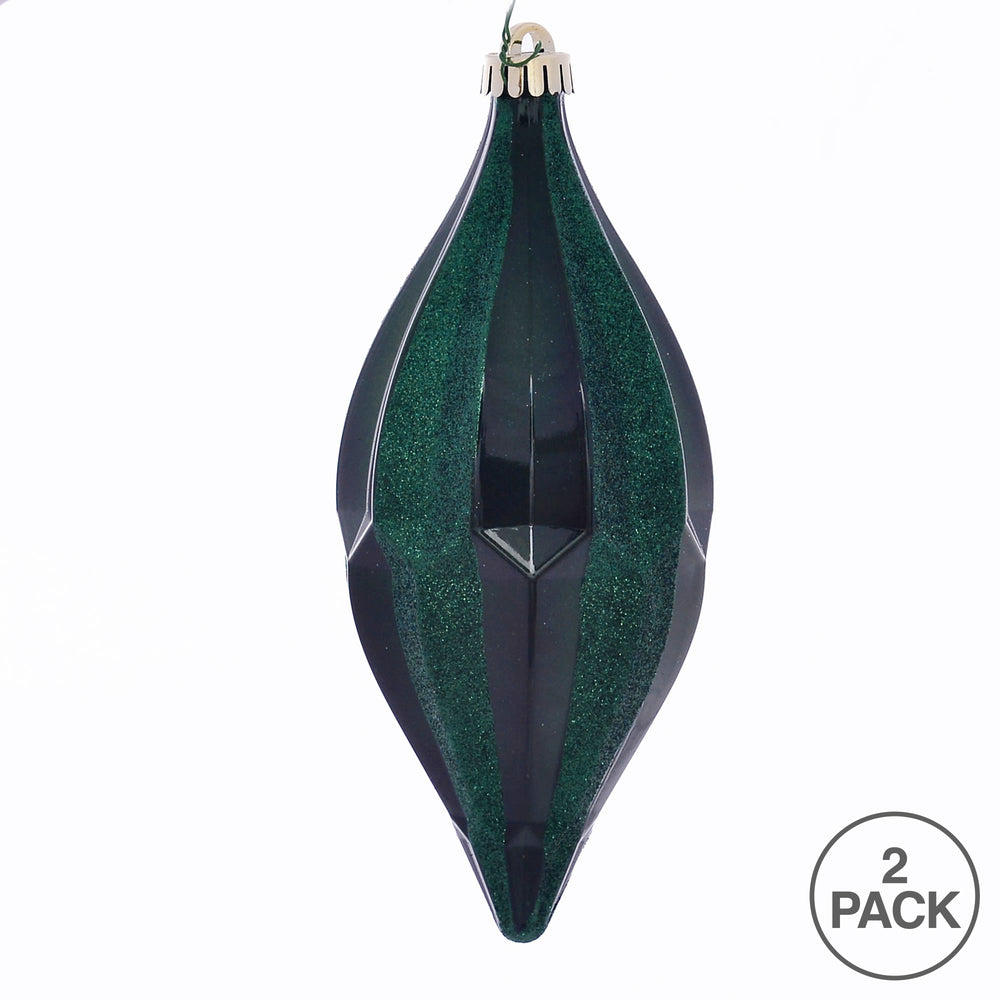 Vickerman 10" Emerald Candy Glitter Shuttle Christmas Ornament Pack of 2