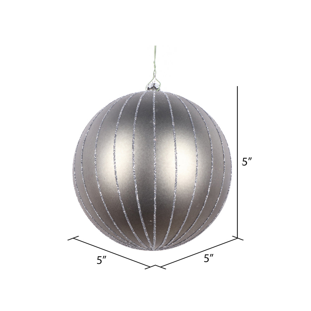 Vickerman 5" Pewter Matte Glitter Ball Christmas Ornament 4 pieces per bag