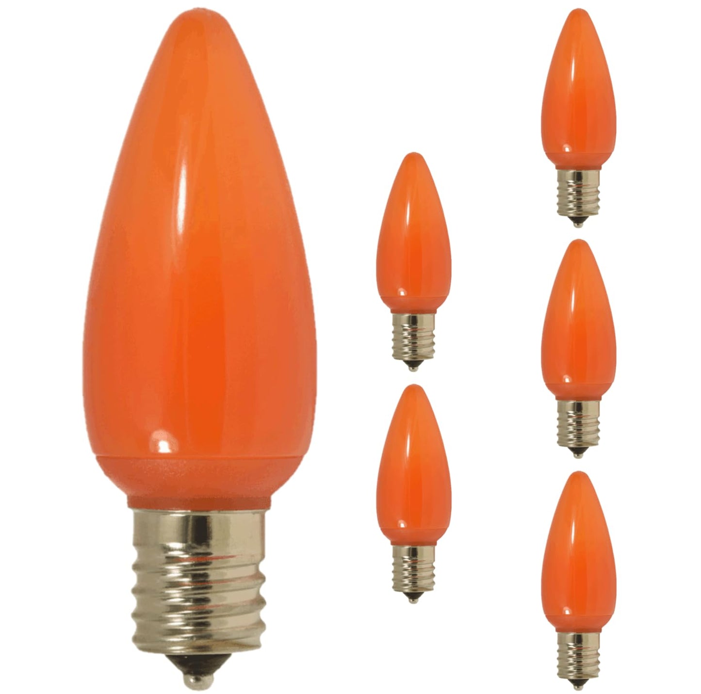 Damar- C9 LED Replacement Christmas Light Bulbs Solid Orange 0.6W-0.96W E17 Intermediate Base Dimmable 100-130V Pack of 6- Commercial Grade Shatterproof String Colored Lights for Patio Holiday Xmas