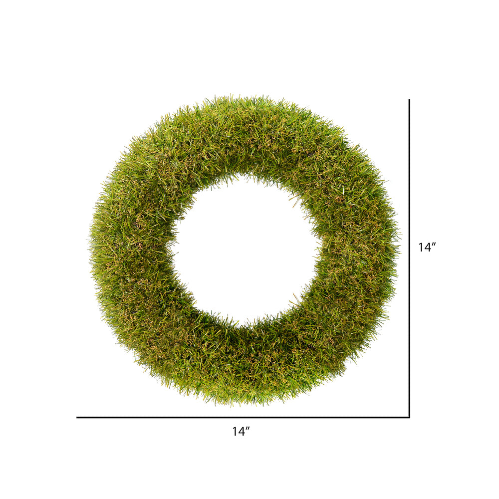 Vickerman 14" Artificial Green Grass Wreath.