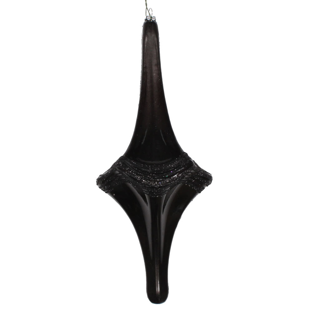Vickerman 12" Black Candy Glitter Drop Christmas Ornament.