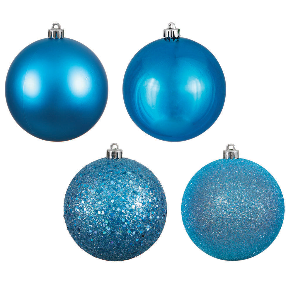 Vickerman 6" Turquoise 4-Finish Ball Ornament Assortment 4 per Box